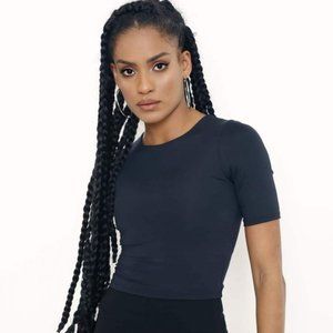 Blackmilk matte Black short sleeve crop top Essentials Size M